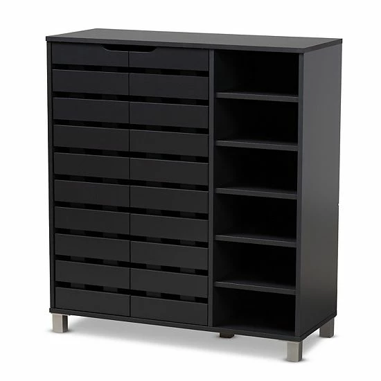 Baxton Studio Shirley Dark Gray Shoe Cabinet 1 Baxton Studio Shirley Dark Gray Shoe Cabinet