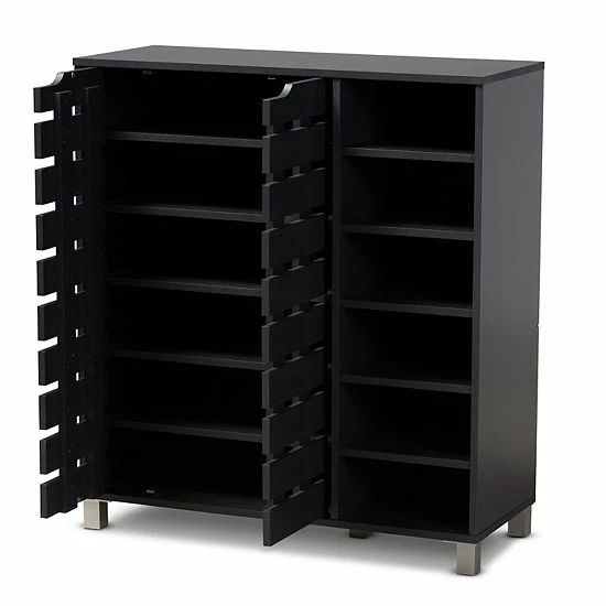 Baxton Studio Shirley Dark Gray Shoe Cabinet 3 Baxton Studio Shirley Dark Gray Shoe Cabinet - Image 3