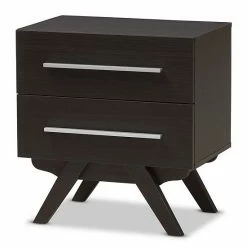 Baxton Studio Mid-Century 2-Drawer Nightstand Medium Brown
