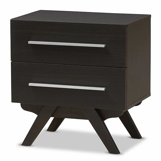 Baxton Studio Mid-Century 2-Drawer Nightstand Medium Brown 1 Baxton Studio Mid-Century 2-Drawer Nightstand Medium Brown