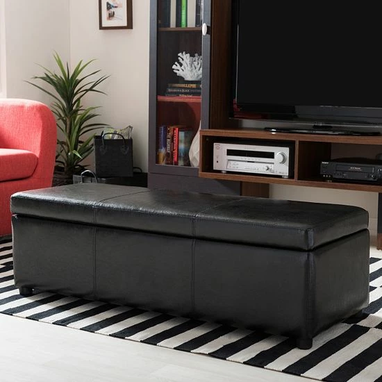 Baxton Studio Dennehy Storage Ottoman Black 2 Baxton Studio Dennehy Storage Ottoman Black - Image 2