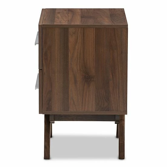 Baxton Studio Mid-Century 2-Drawer Nightstand Medium Brown 3 Baxton Studio Mid-Century 2-Drawer Nightstand Medium Brown - Image 3