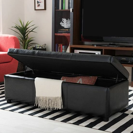Baxton Studio Dennehy Storage Ottoman Black 3 Baxton Studio Dennehy Storage Ottoman Black - Image 3