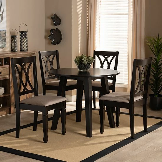 Baxton Studio Millie Gray 5-Piece Dining Set Gray Dark Brown 2 Baxton Studio Millie Gray 5-Piece Dining Set Gray Dark Brown - Image 2