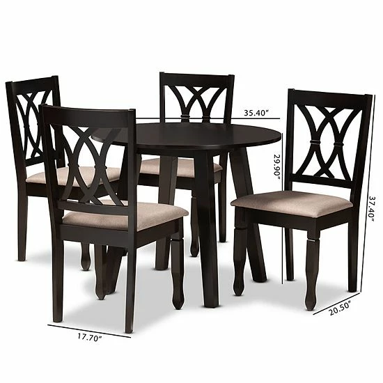 Baxton Studio Millie Gray 5-Piece Dining Set Gray Dark Brown 8 Baxton Studio Millie Gray 5-Piece Dining Set Gray Dark Brown - Image 8