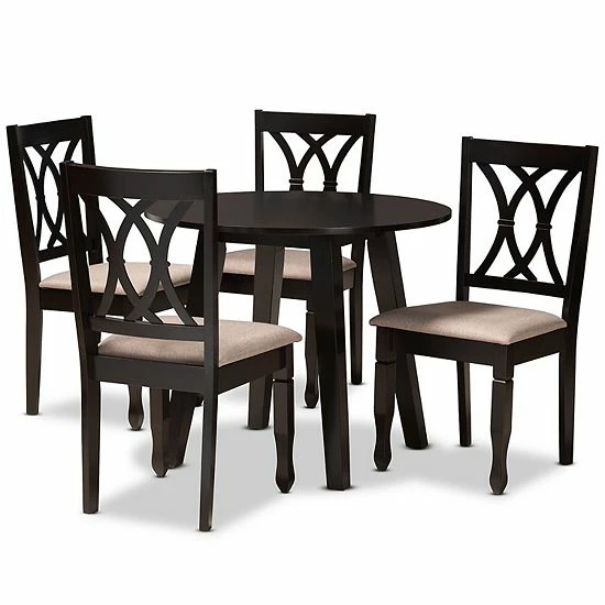 Baxton Studio Millie Gray 5-Piece Dining Set Gray Dark Brown 9 Baxton Studio Millie Gray 5-Piece Dining Set Gray Dark Brown - Image 9