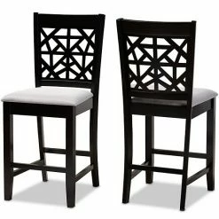 Baxton Studio Devon Counter Stool 2-piece Set Sand Espresso