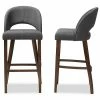 Baxton Studio Mid-Century Bar Stool 2-piece Set Light Pastel Gray