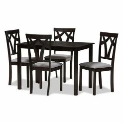 Baxton Studio Modern Gray Upholstered Chair & Table Dining 5-piece Set