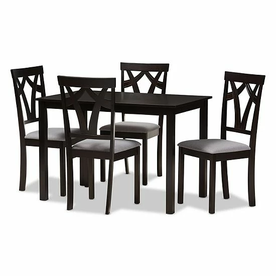 Baxton Studio Modern Gray Upholstered Chair & Table Dining 5-piece Set 1 Baxton Studio Modern Gray Upholstered Chair & Table Dining 5-piece Set