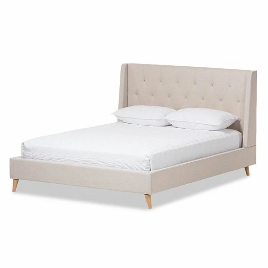 Baxton Studio Adelaide Tufted Platform Bed Gray 2 Baxton Studio Adelaide Tufted Platform Bed Gray - Image 2