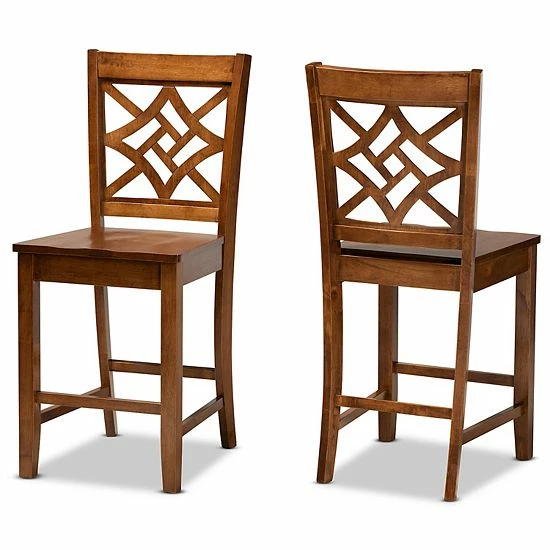 Baxton Studio Nicolette Counter Stool 2-piece Set Dark Brown Walnut 1 Baxton Studio Nicolette Counter Stool 2-piece Set Dark Brown Walnut