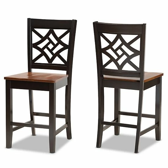 Baxton Studio Nicolette Counter Stool 2-piece Set Dark Brown Walnut 9 Baxton Studio Nicolette Counter Stool 2-piece Set Dark Brown Walnut - Image 9