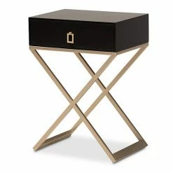 Baxton Studio Patricia Nightstand Black Brass Gold