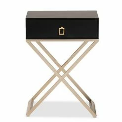 Baxton Studio Patricia Nightstand Black Brass Gold -Baxton Studio Sales unnamed file 2316