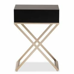 Baxton Studio Patricia Nightstand Black Brass Gold -Baxton Studio Sales unnamed file 2317