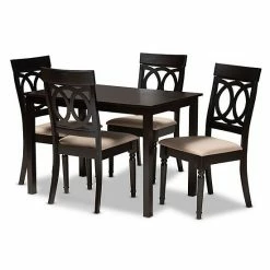 Baxton Studio Lucie 5-Piece Dining Set Beige Khaki