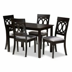 Baxton Studio Lucie 5-Piece Dining Set Beige Khaki -Baxton Studio Sales unnamed file 2352
