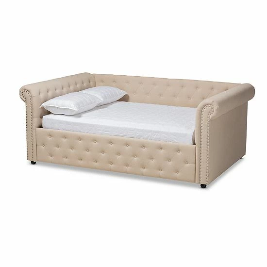Baxton Studio Mabelle Light Grey Full Daybed Gray 5 Baxton Studio Mabelle Light Grey Full Daybed Gray - Image 5