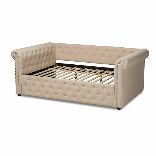 Baxton Studio Mabelle Light Grey Full Daybed Gray 6 Baxton Studio Mabelle Light Grey Full Daybed Gray - Image 6
