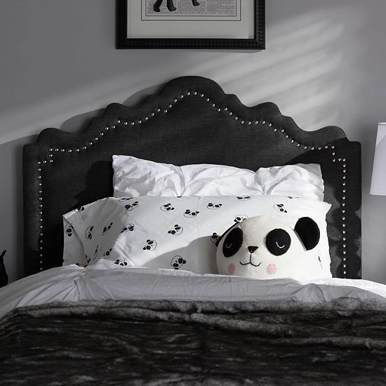 Baxton Studio Nadeen Upholstered Headboard Dark Gray 2 Baxton Studio Nadeen Upholstered Headboard Dark Gray - Image 2