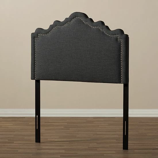 Baxton Studio Nadeen Upholstered Headboard Dark Gray 4 Baxton Studio Nadeen Upholstered Headboard Dark Gray - Image 4