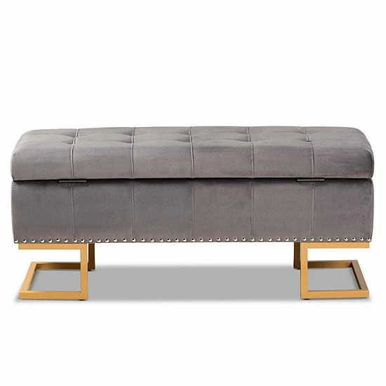 Baxton Studio Ellery Storage Ottoman Gray Gold 5 Baxton Studio Ellery Storage Ottoman Gray Gold - Image 5