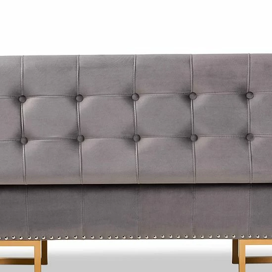 Baxton Studio Ellery Storage Ottoman Gray Gold 6 Baxton Studio Ellery Storage Ottoman Gray Gold - Image 6