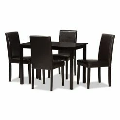 Baxton Studio Modern Solid Espresso Chair & Table Dining 5-piece Set