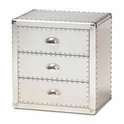 Baxton Studio Sales 18 Baxton Studio Armel Silver 3-Drawer Nightstand