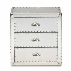 Baxton Studio Armel Silver 3-Drawer Nightstand 4 Baxton Studio Armel Silver 3-Drawer Nightstand -Baxton Studio Sales unnamed file 2448