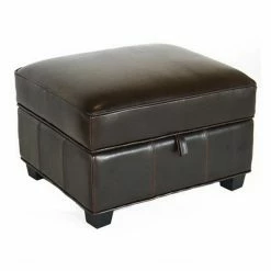 Baxton Studio Agustus Leather Storage Ottoman