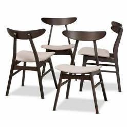 Baxton Studio Britte Dining Chair 4-Piece Set Light Gray Dark Brown