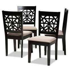 Baxton Studio Jackson Dining Chair 4-piece Set Gray Espresso