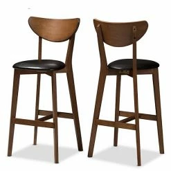 Baxton Studio Mid-Century Black Bar Stool 2-piece Set