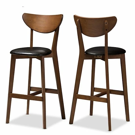 Baxton Studio Mid-Century Black Bar Stool 2-piece Set 1 Baxton Studio Mid-Century Black Bar Stool 2-piece Set