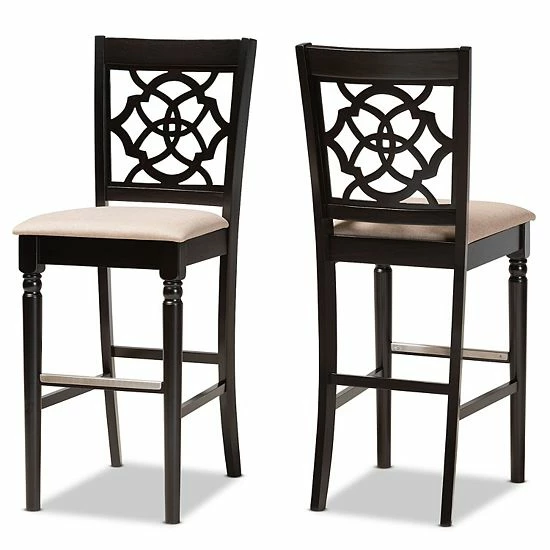 Baxton Studio Alexandra Bar Stool 2-piece Set Gray Espresso Brown 1 Baxton Studio Alexandra Bar Stool 2-piece Set Gray Espresso Brown
