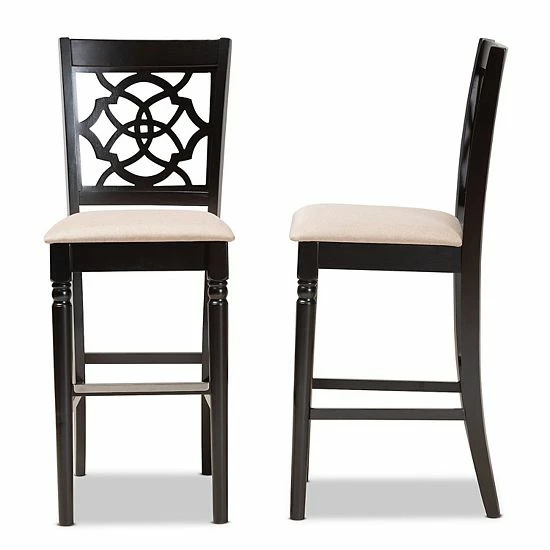 Baxton Studio Alexandra Bar Stool 2-piece Set Gray Espresso Brown 3 Baxton Studio Alexandra Bar Stool 2-piece Set Gray Espresso Brown - Image 3