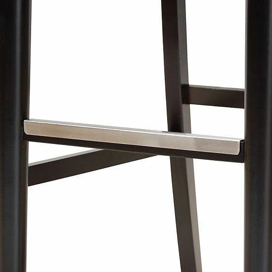 Baxton Studio Alexandra Bar Stool 2-piece Set Gray Espresso Brown 5 Baxton Studio Alexandra Bar Stool 2-piece Set Gray Espresso Brown - Image 5