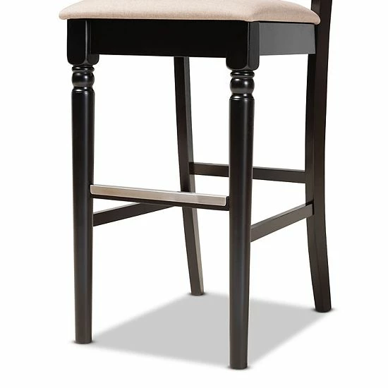 Baxton Studio Alexandra Bar Stool 2-piece Set Gray Espresso Brown 6 Baxton Studio Alexandra Bar Stool 2-piece Set Gray Espresso Brown - Image 6