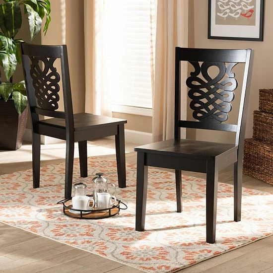 Baxton Studio Gervais Dining Chair 2-piece Set Dark Brown 6 Baxton Studio Gervais Dining Chair 2-piece Set Dark Brown - Image 6