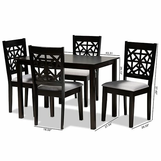 Baxton Studio Jackson Dining Table & Chair 5-piece Set Sand Espresso 8 Baxton Studio Jackson Dining Table & Chair 5-piece Set Sand Espresso - Image 8