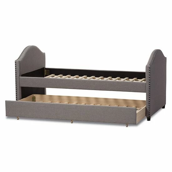 Baxton Studio Alessia Modern Twin Bed & Trundle Light Beige 3 Baxton Studio Alessia Modern Twin Bed & Trundle Light Beige - Image 3