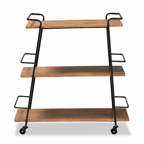 Baxton Studio Bernard Wine Bar Cart 2 Baxton Studio Bernard Wine Bar Cart - Image 2