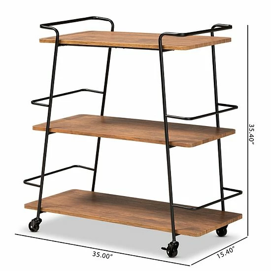 Baxton Studio Bernard Wine Bar Cart 6 Baxton Studio Bernard Wine Bar Cart - Image 6