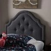 Baxton Studio Cora Button Tufted Upholstered Headboard Gray Beige