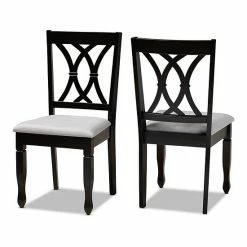 Baxton Studio Reneau Dining Chair 2-piece Set Sand Brown Espresso