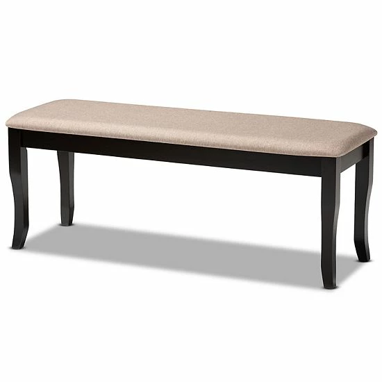 Baxton Studio Cornelie Dining Bench Sand Dark Brown 8 Baxton Studio Cornelie Dining Bench Sand Dark Brown - Image 8