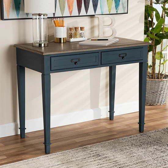 Baxton Studio Dauphine Dark Blue Desk 2 Baxton Studio Dauphine Dark Blue Desk - Image 2