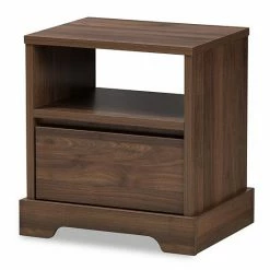 Baxton Studio Modern Walnut 1-Drawer Nightstand